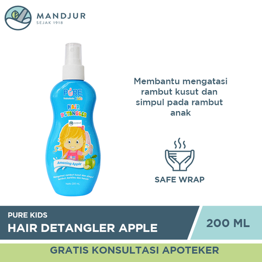 Pure Kids Hair Detangler Amazing Apple 200 ML - Apotek Mandjur