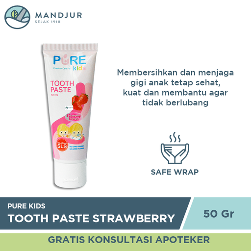 Pure Kids Toothpaste Strawberry 50 Gram - Apotek Mandjur