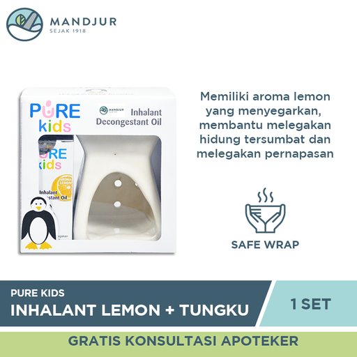 Paket Pure Kids Inhalant Decongestant Lemon + Tungku Aromatheraphy - Apotek Mandjur