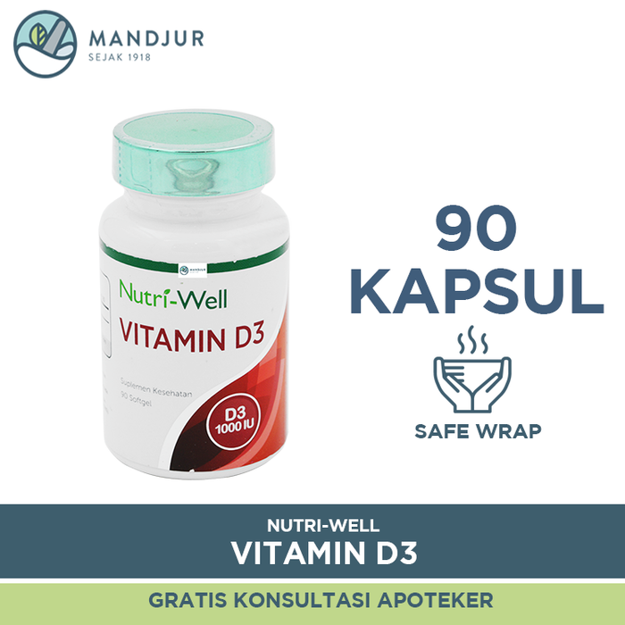 Nutriwell Vitamin D3 1000IU 90 Kapsul - Apotek Mandjur