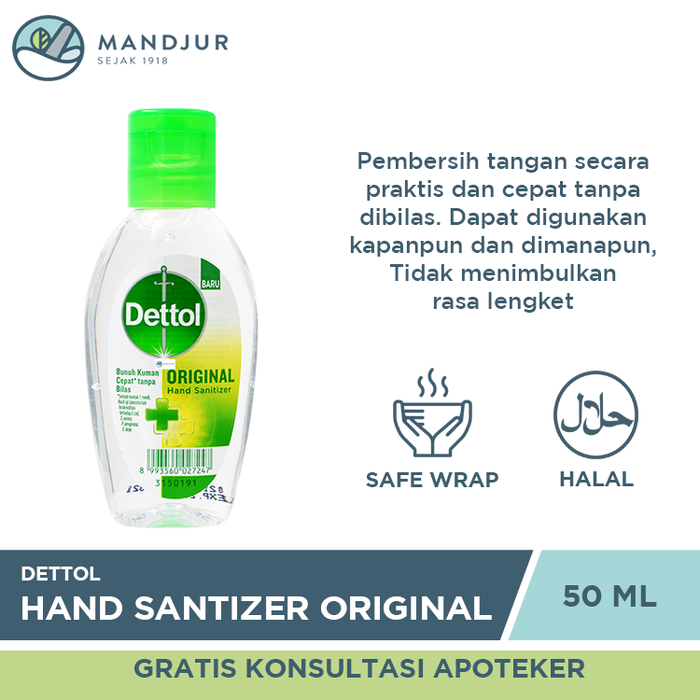 Dettol Hand Sanitizer Original - 50 ML - Apotek Mandjur