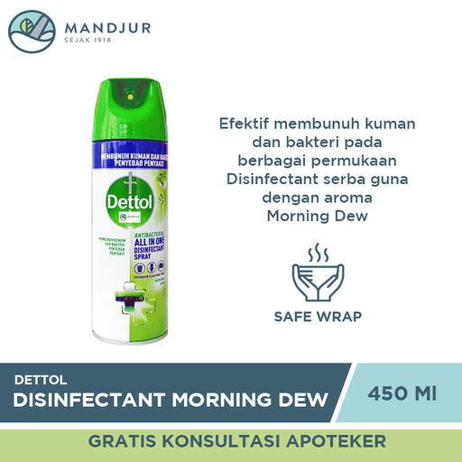 Dettol Disinfectant Spray Morning Dew 450 ML - Apotek Mandjur