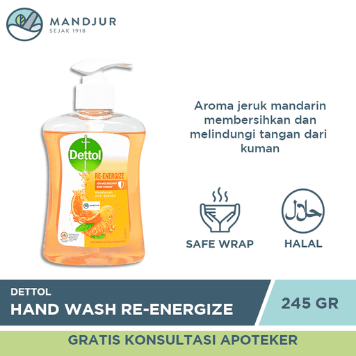 Dettol Handwash Re-Energize - 245 ML - Apotek Mandjur