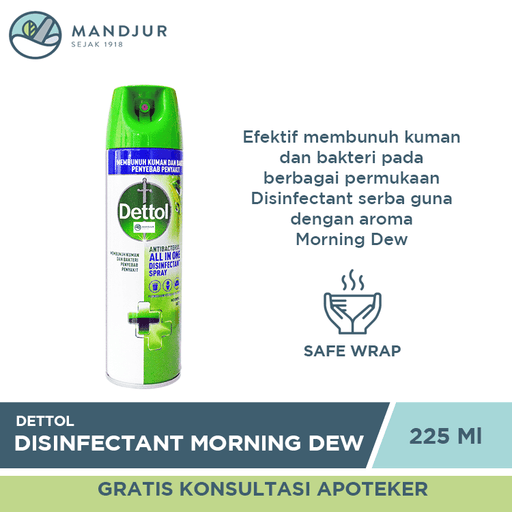Dettol Disinfectant Spray Morning Dew 225 ML - Apotek Mandjur