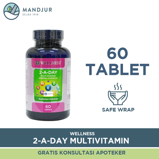 Wellness 2 A Day Multivitamin Dan Mineral Formula 60 Tablet - Apotek Mandjur