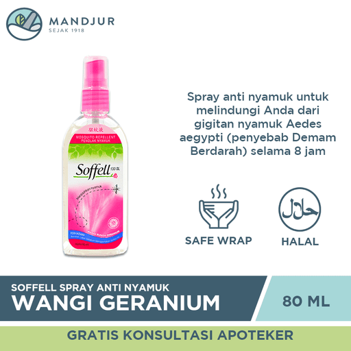 Soffell Spray Wangi Bunga Geranium 80 mL - Apotek Mandjur