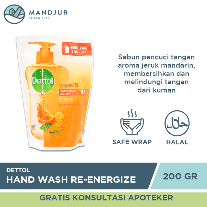 Dettol Handwash Re-Energize 200 Gram - Apotek Mandjur