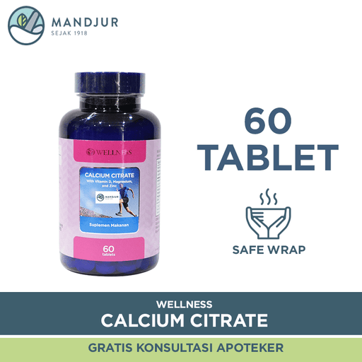 Wellness Calcium Citrate Isi 60 Tablet - Apotek Mandjur