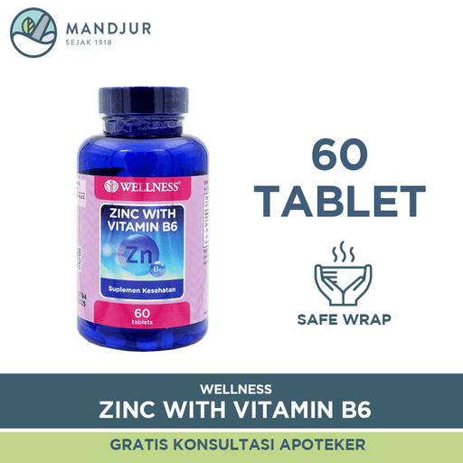 Wellness Zinc with Vitamin B6 60 Tablet - Apotek Mandjur