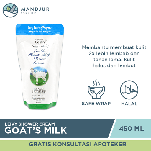 Leivy Shower Cream Goats Milk Refill 450 mL - Apotek Mandjur