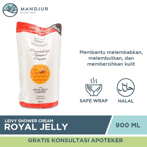 Leivy Shower Cream Royal Jelly and Honey Refill 900 mL - Apotek Mandjur
