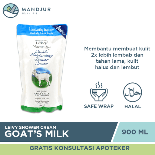 Leivy Shower Cream Goats Milk Refill 900 mL - Apotek Mandjur