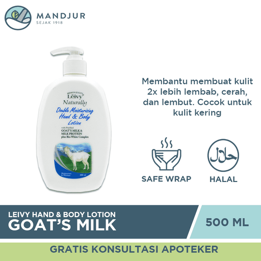 Leivy Hand and Body Lotion Goats Milk 500 mL - Apotek Mandjur
