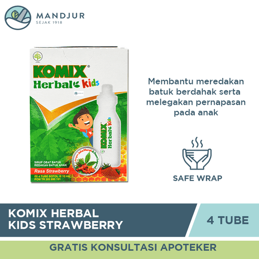 Komix Herbal Kids Strawberry 4 Tube - Apotek Mandjur