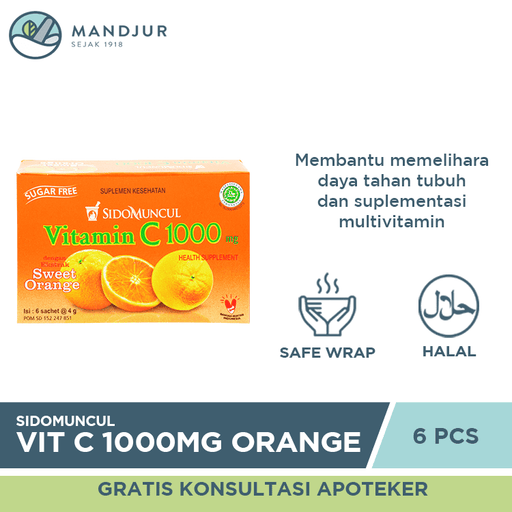 Sido Muncul Vitamin C 1000mg Sweet Orange 6 Sachet - Apotek Mandjur